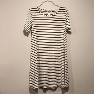 Top it Off Black and White Striped T-Shirt Dress